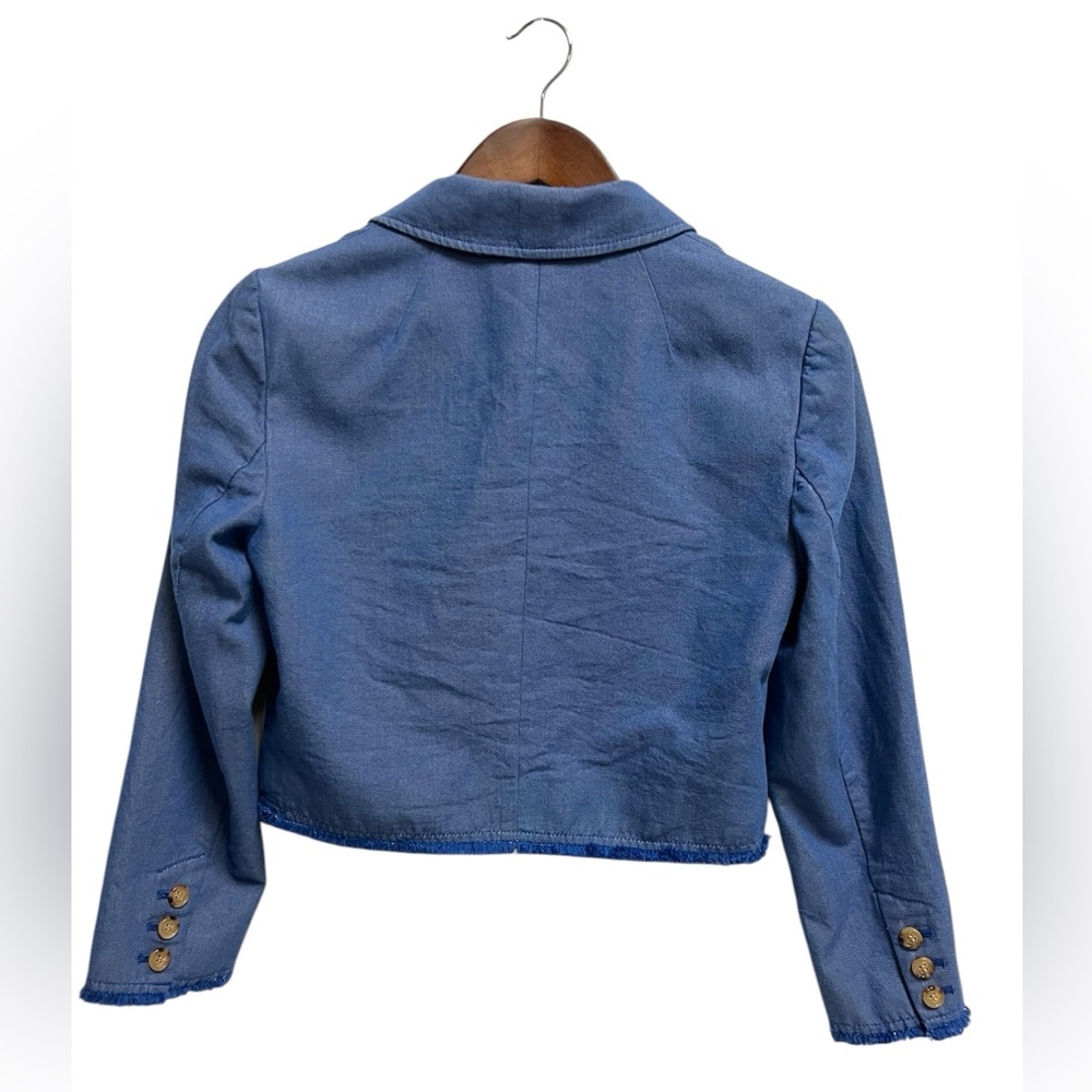 ANTHROPOLOGIE Cartonnier Cropped Frayed Hem Blazer Size 2 - Picture 3 of 10